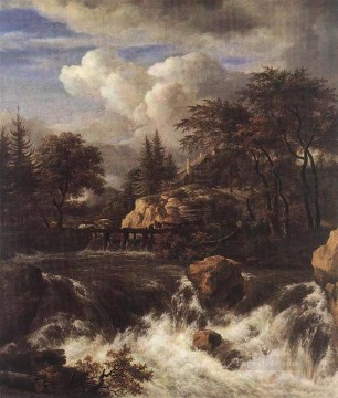 Jacob van Ruisdael Painting - Cascada EN UN Paisaje Rocoso Jacob Isaakszoon van Ruisdael